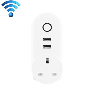 SA-002 2 USB Ports + 1 UK Socket WiFi Smart Power Plug Socket, Compatible with Alexa and Google Home, AC 110V-230V, UK Plug