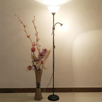 Double Head LED Eye Protection Mother and Son Floor Lamp Living Room Bedroom Bedside Vertical Table Lamp CN Plug, Power:7 + 16 w