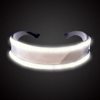 LED Glasses Luminous Party Classic Toys for Dance DJ Party Mask Costumes Props Gloves(White illuminating)