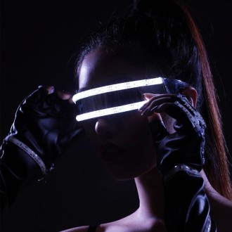 LED Glasses Luminous Party Classic Toys for Dance DJ Party Mask Costumes Props Gloves(White illuminating)