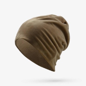 Unisex Autumn and Winter Velvet Hooded Cap Simple Ear Protection Cap, Size:55-60cm(Khaki)