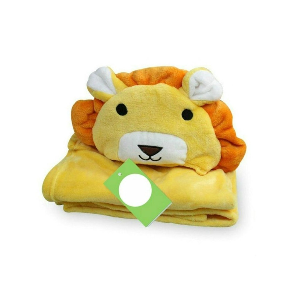 Baby Animal Shape Hooded Cape Bath Towel, Size:100×75cm(Yellow Lion)