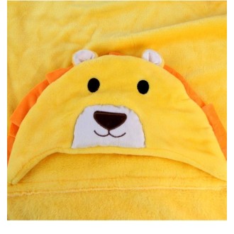 Baby Animal Shape Hooded Cape Bath Towel, Size:100×75cm(Yellow Lion)