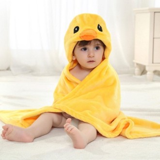 Baby Animal Shape Hooded Cape Bath Towel, Size:100×75cm(Yellow Lion)