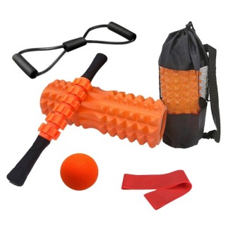 6pcs/set Crescent Hollow Foam Roller Yoga Column Set Fitness Muscle Relaxation Massager Set(33cm Orange)