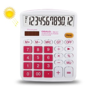 OSALO OS-837VC 12 Digits Colorful Desktop Calculator Solar Energy Dual Power Calculator(Rose Red)