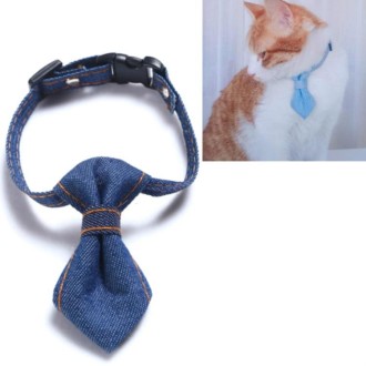 Pet Cowboy Bow Tie Collar Cats Dogs Adjustable Tie Collars Pet Accessories Supplies, Size:S 16-32cm, Style:Tie(Dark Blue)