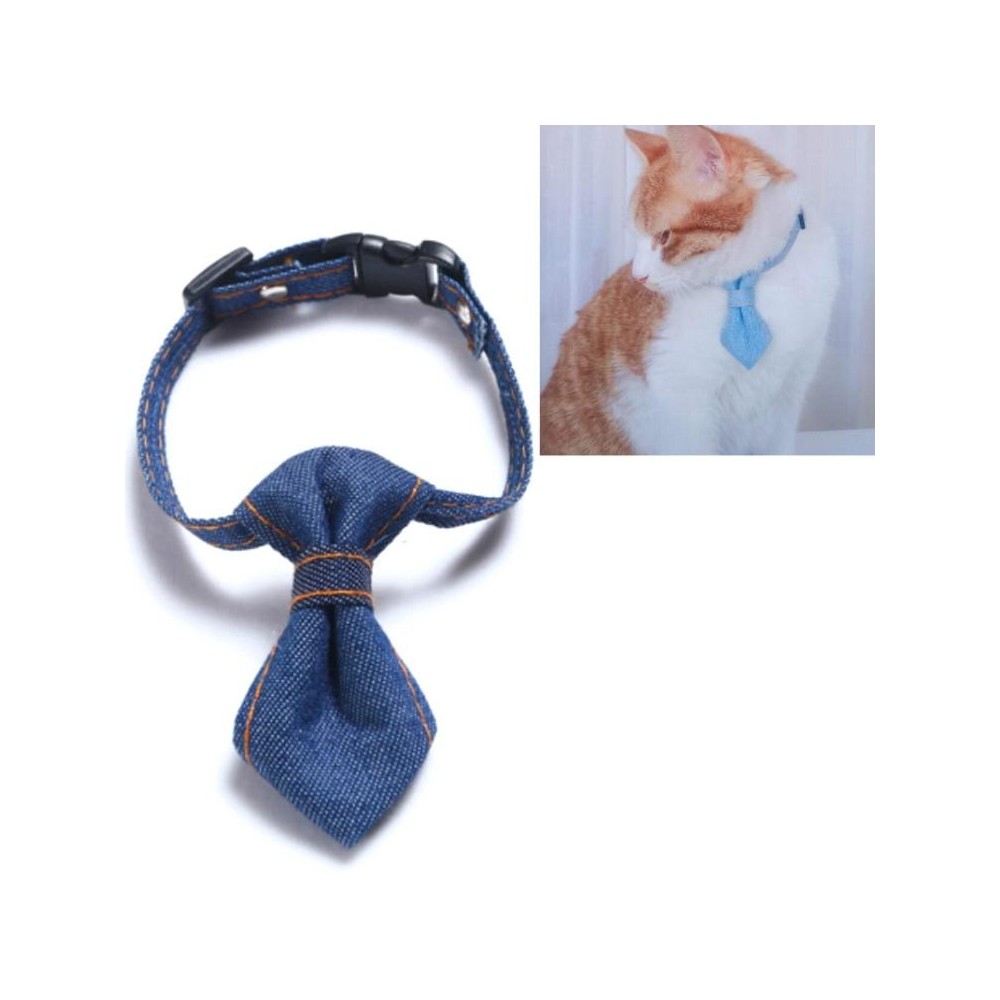 Pet Cowboy Bow Tie Collar Cats Dogs Adjustable Tie Collars Pet Accessories Supplies, Size:S 16-32cm, Style:Tie(Dark Blue)