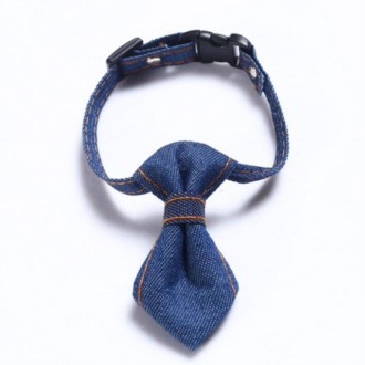 Pet Cowboy Bow Tie Collar Cats Dogs Adjustable Tie Collars Pet Accessories Supplies, Size:S 16-32cm, Style:Tie(Dark Blue)