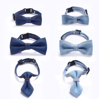 Pet Cowboy Bow Tie Collar Cats Dogs Adjustable Tie Collars Pet Accessories Supplies, Size:S 16-32cm, Style:Tie(Dark Blue)