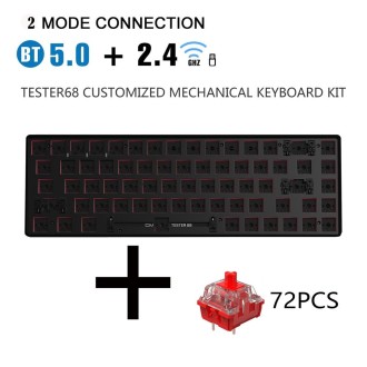 Dual-mode Bluetooth/Wireless Customized Hot Swap Mechanical Keyboard Kit + Red Shaft, Color: Black