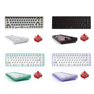 Dual-mode Bluetooth/Wireless Customized Hot Swap Mechanical Keyboard Kit + Red Shaft, Color: Black