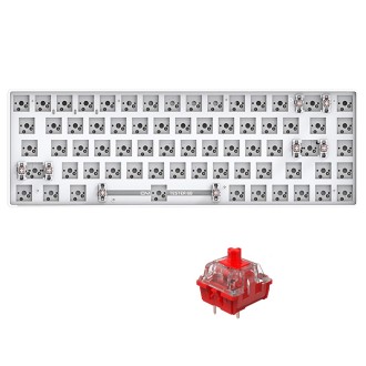 Dual-mode Bluetooth/Wireless Customized Hot Swap Mechanical Keyboard Kit + Red Shaft, Color: White