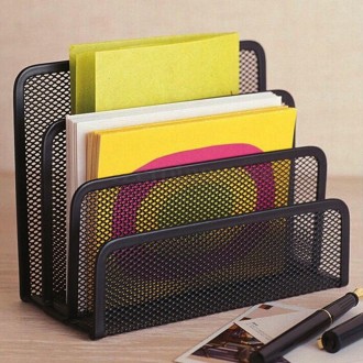 Mesh Letter Sorter Mail Document Tray Black Desk Office File Storage Rack