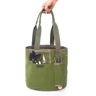 Rainproof Canvas Handbag Garden Tool Bucket Bag(Green)