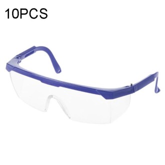 10 PCS Outdoor Safety Glasses Spectacles Eye Protection Goggles Dental Work Eyewear(Blue Frame White Lens)