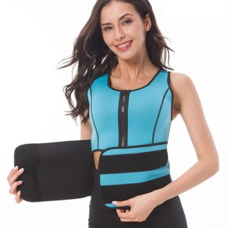 Neoprene Corset Yoga Vest Sweat Suit Postpartum Belly Belt, Size:L(Sky Blue)