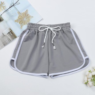 Women Casual Loose Outerwear High Waist Straight Yoga Shorts, Size: L(Light Grey)