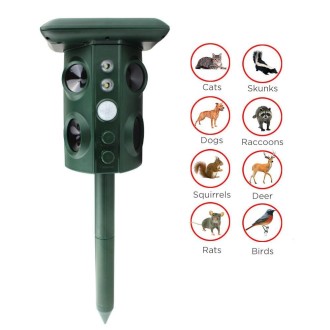 Outdoor Solar Animal Repeller Ultrasonic Vibration Multi-functional Snake Repeller(Green)