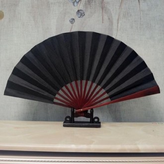 10 inch Pure Color Blank Silk Cloth Folding Fan Chinese Style Calligraphy Painting Fan(Black)