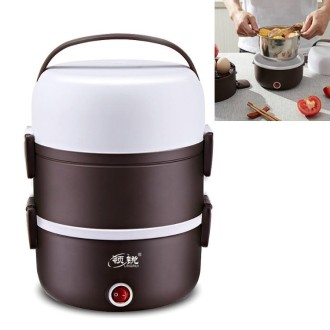 LINGRUI Multi-Function Electric Lunch Box Electric Heating Insulation Cooking Mini Rice Cooker, CN Plug, Specification:Three Lay