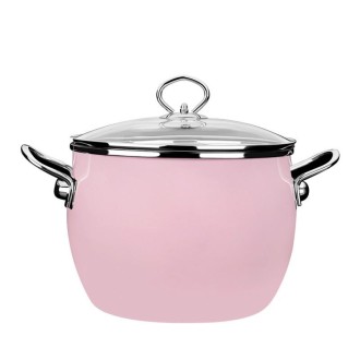 Enamel Soup Pot Uncoated Food Supplement Pot For Induction Cooker(Pink)