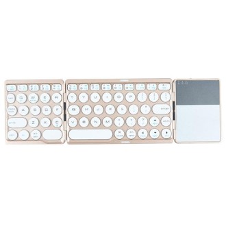 B052 Universal Round Keycap Mini Three-fold Bluetooth Wireless Keyboard with Touchpad (Gold)