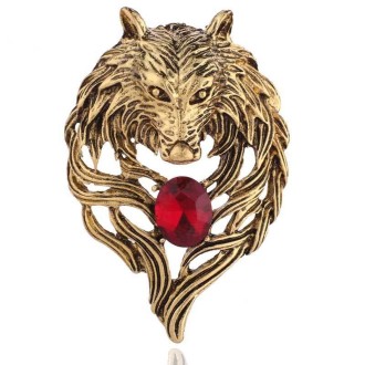 Retro Wolf Head Brooches Creative Personality Animal Pin Men Suits Coat Badge Accessories(Golden)