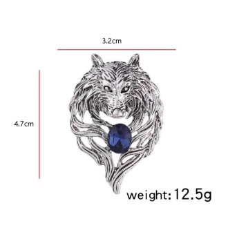 Retro Wolf Head Brooches Creative Personality Animal Pin Men Suits Coat Badge Accessories(Golden)