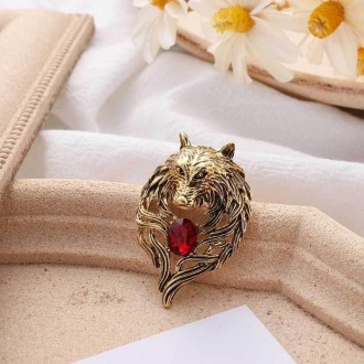 Retro Wolf Head Brooches Creative Personality Animal Pin Men Suits Coat Badge Accessories(Golden)