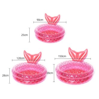 Inflatable Mermaid Shape Pool Home Children Baby Pink Round Swimming Pool Floating Air Cushion, Size: 150cm