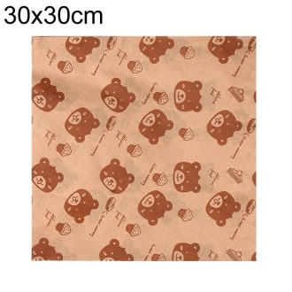 100sheets /Pack Bear Pattern Greaseproof Paper Baking Wrapping Paper Food Basket Liners Paper 30x30cm 