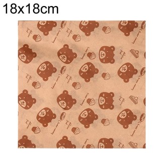 100sheets /Pack Bear Pattern Greaseproof Paper Baking Wrapping Paper Food Basket Liners Paper 18x18cm 