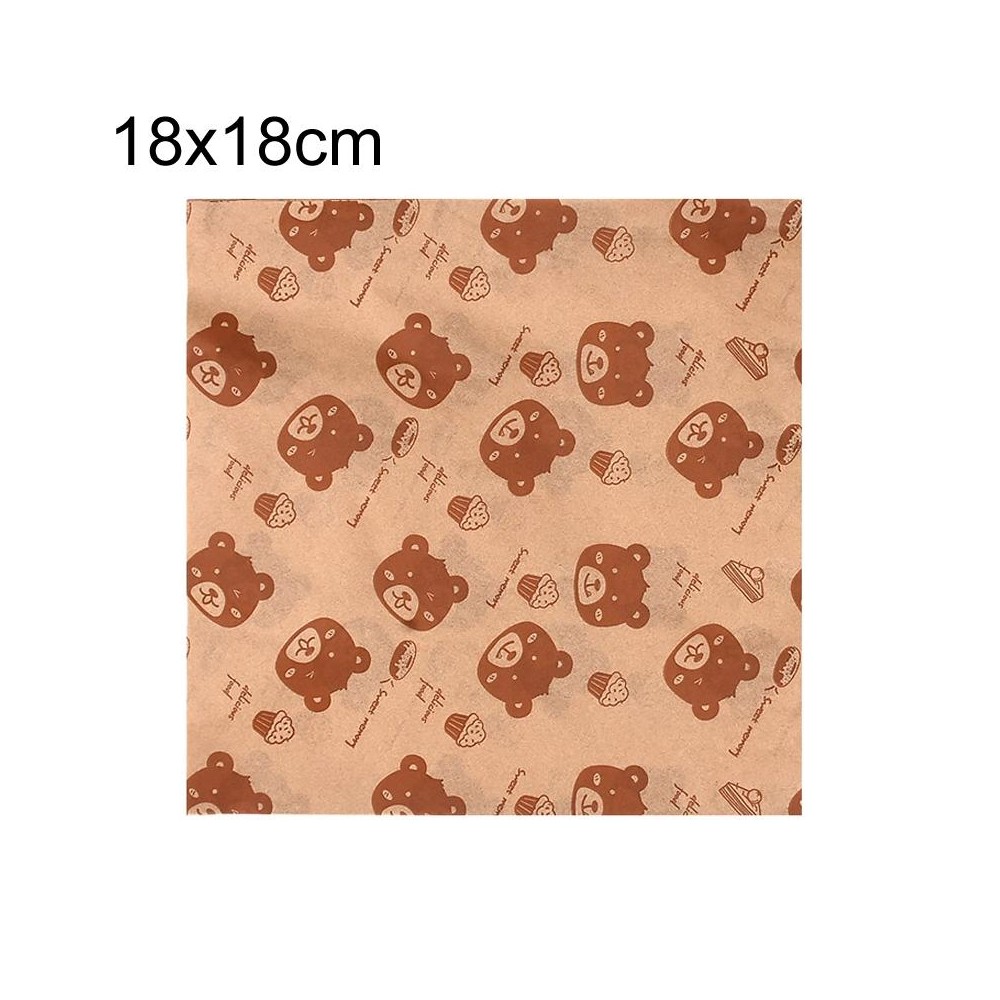 100sheets /Pack Bear Pattern Greaseproof Paper Baking Wrapping Paper Food Basket Liners Paper 18x18cm 