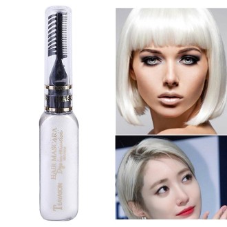 One-time Hair Temporary Color Hair Dye Non-toxic DIY Hair Color Mascara Dye Cream Hair(White)