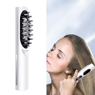 DYM007-005 Scalp Medicine Device Massage Comb Red Light Vibration Scalp Smear Potion Essence Liquid Guide Device(White)