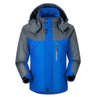 Men Winter Thick Fleece Waterproof Outwear Down Jackets Coats, Size: XXXXXL(Blue)