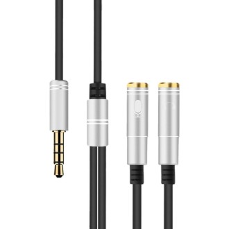 2 in 1 3.5mm Male to Double 3.5mm Female TPE High-elastic Audio Cable Splitter, Cable Length: 32cm(Silver)