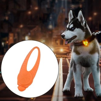 LED Night Light Pet Safety Collar Silicone Pendant (Orange)