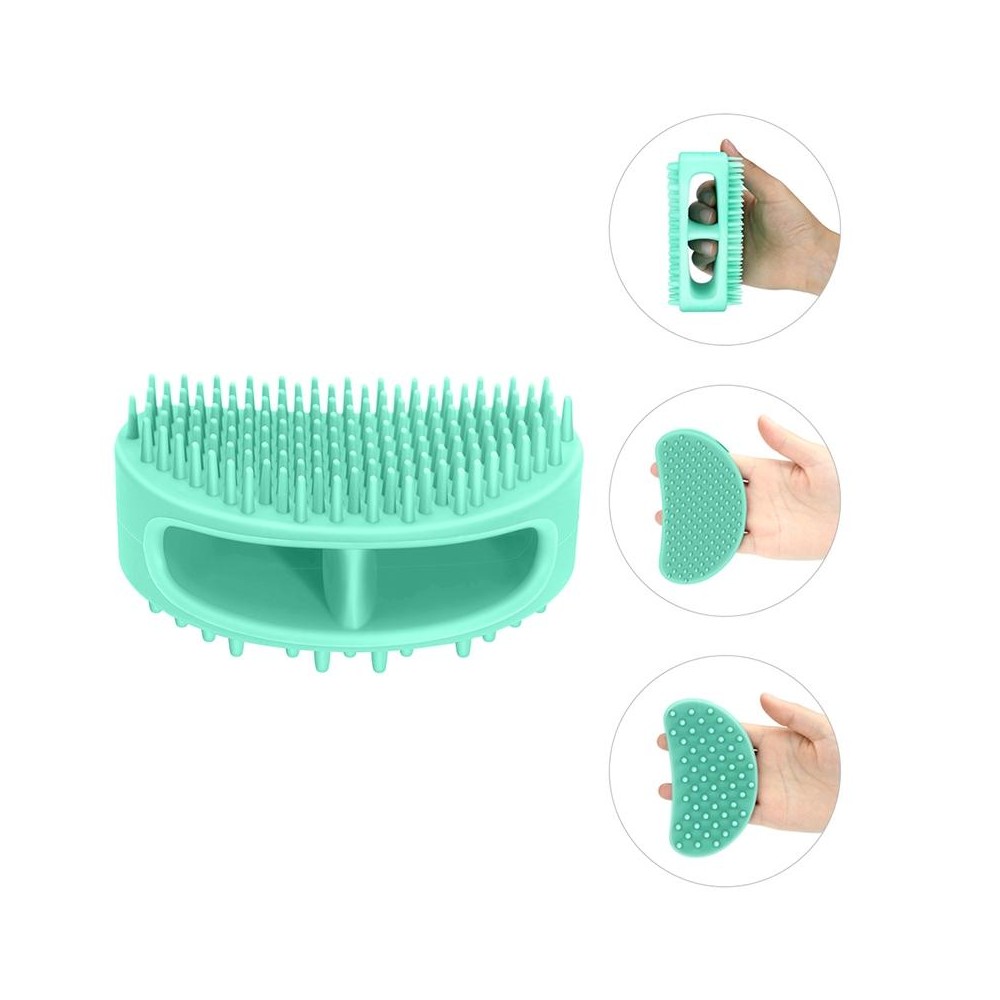 Pet Cleaning Silicone Bath Brush Pet Massage Cleaning Brush(Teal Green)