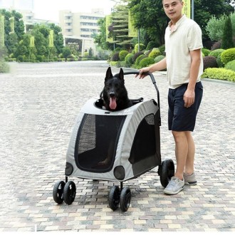 DODOPET Outdoor Portable Foldable Large Dog Pet Trolley(Grey)