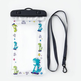 Mobile Phone IPX8 Waterproof Bag Touch Screen Swimming And Diving Case(Skateboard Dinosaur)