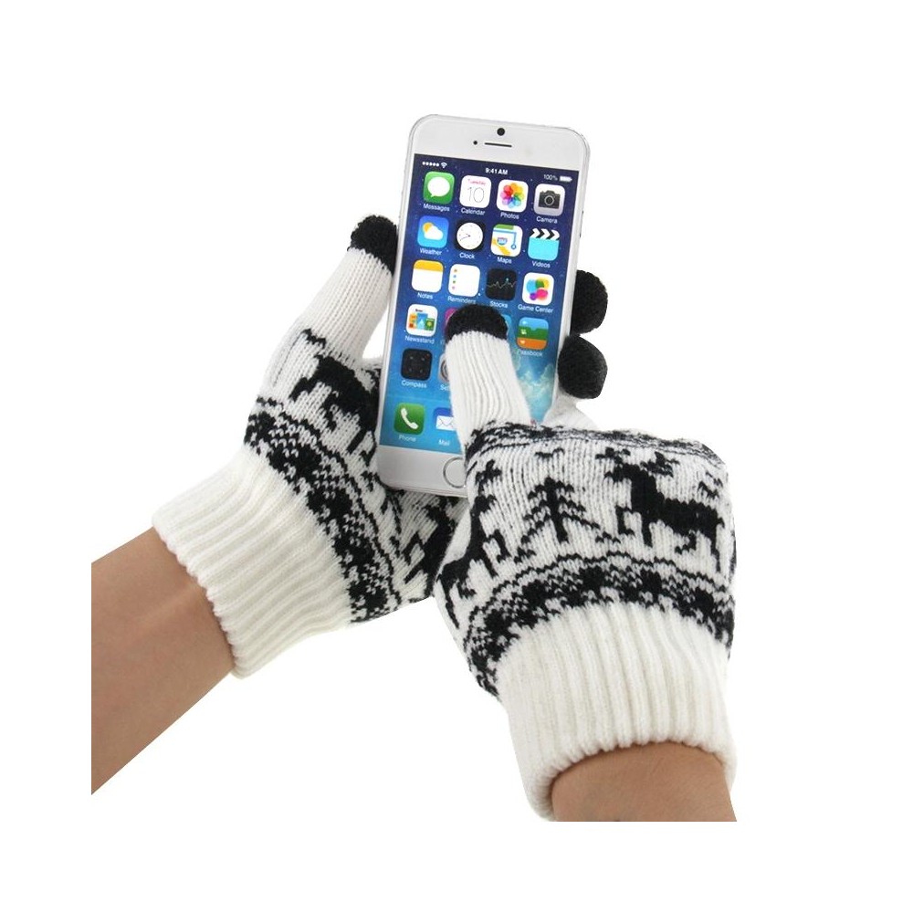 Woven Double Deer Pattern Three Finger Touch Screen Touch Gloves, For iPhone, Galaxy, Huawei, Xiaomi, HTC, Sony, LG and other To