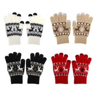 Woven Double Deer Pattern Three Finger Touch Screen Touch Gloves, For iPhone, Galaxy, Huawei, Xiaomi, HTC, Sony, LG and other To