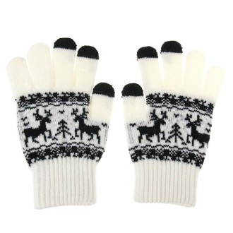 Woven Double Deer Pattern Three Finger Touch Screen Touch Gloves, For iPhone, Galaxy, Huawei, Xiaomi, HTC, Sony, LG and other To