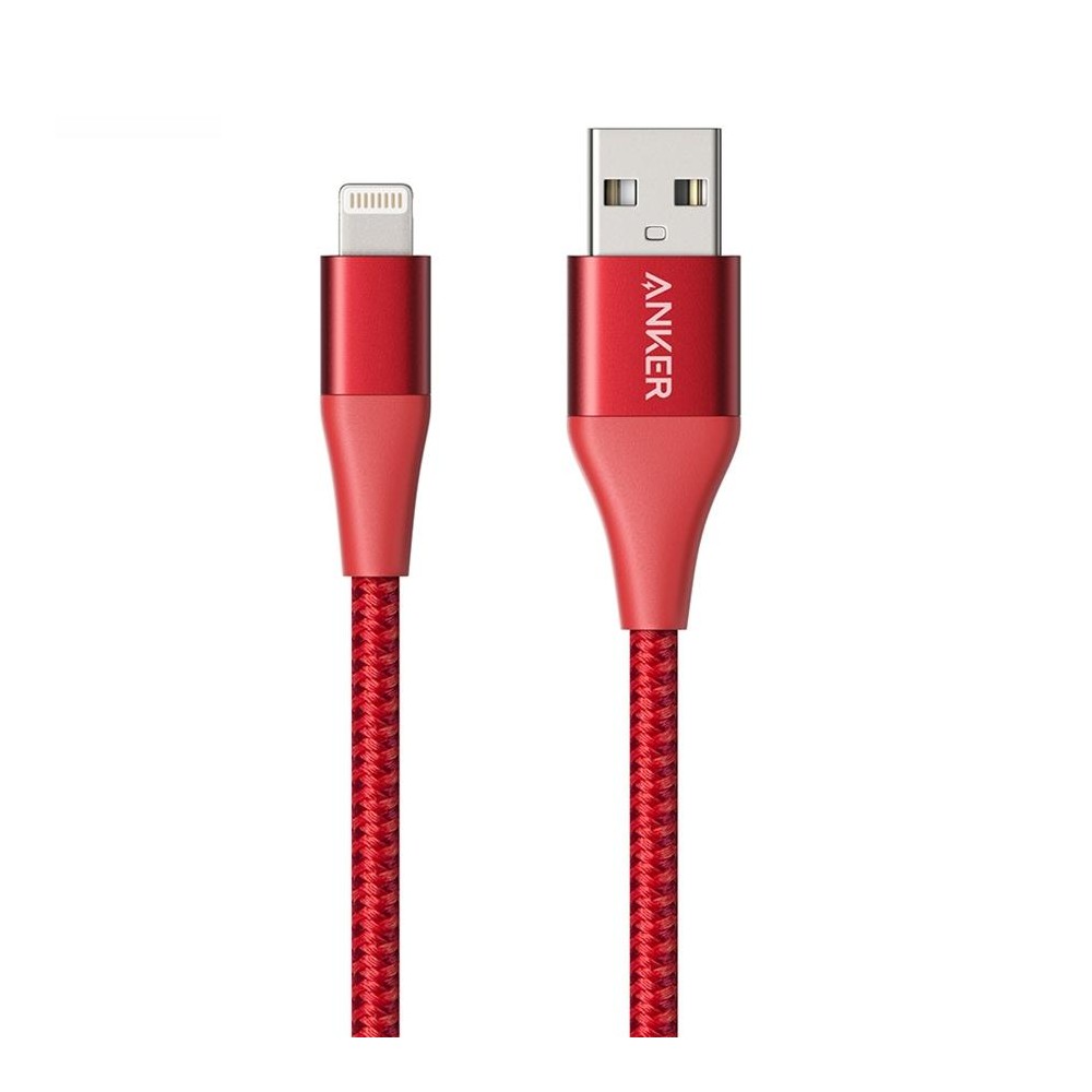 ANKER A8453 Powerline+ II USB to 8 Pin Apple MFI Certificated Nylon Pullable Carts Charging Data Cable, Length: 1.8m(Red)