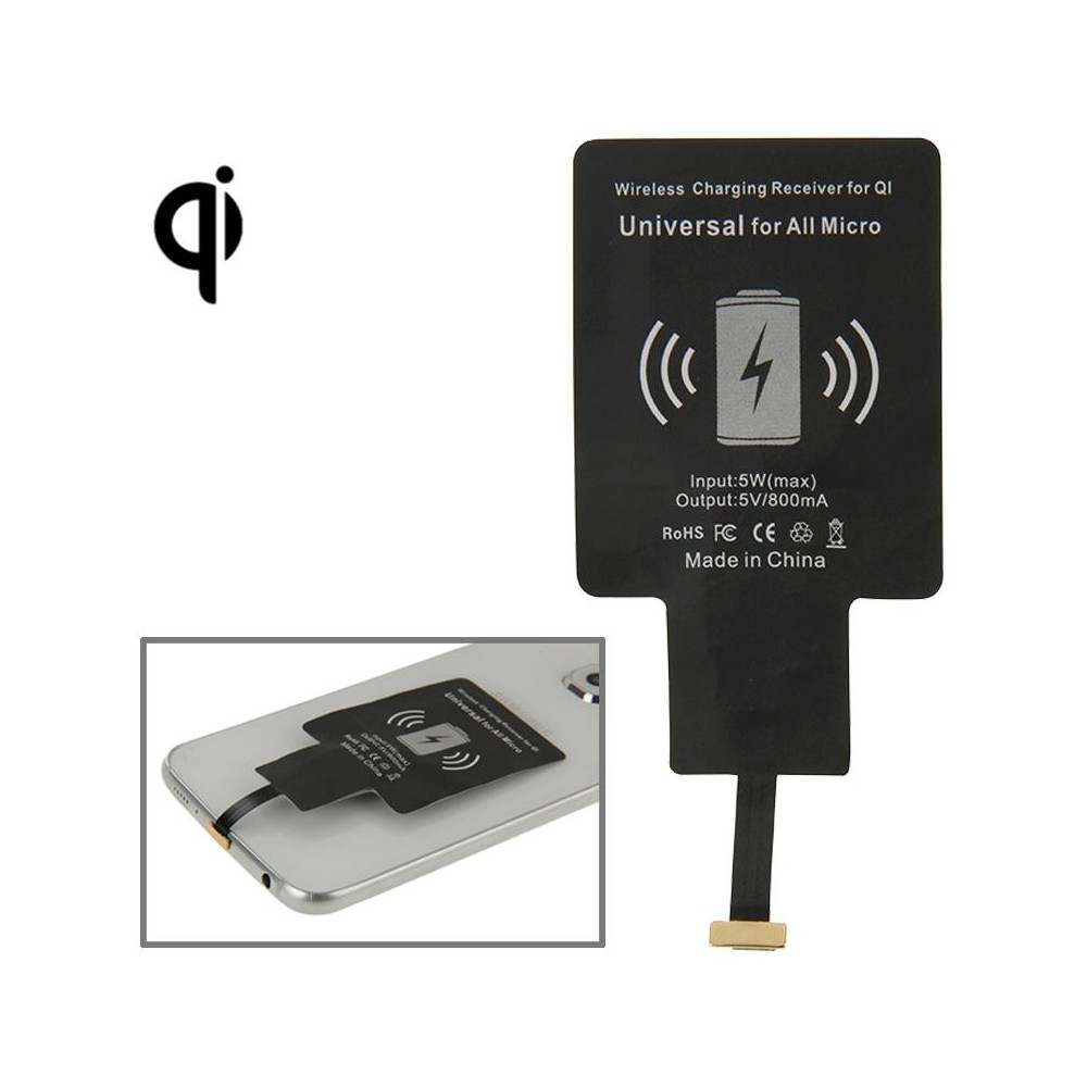 Wireless Charging Receiver For QI, Universal for All Micro(Black)