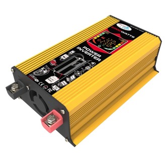 Tang III Generation 12V to 220V 6000W Modified Square Wave Car Power Inverter with LCD Display & Dual USB(Yellow)