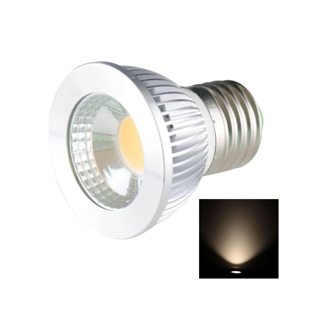 E27 5W 475LM LED Spotlight Lamp, 1 COB LED, Warm White Light, 3000-3500K, AC 85-265V, Silver Cover