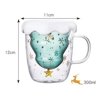 300ML Creative Double-Layer Glass Christmas Tree Star Water Cup